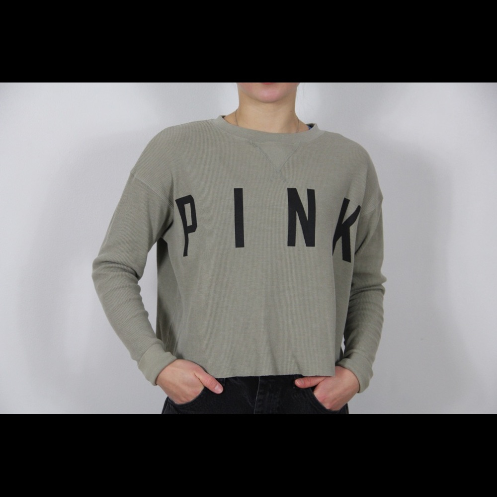 Pink brand green waffle long sleeve